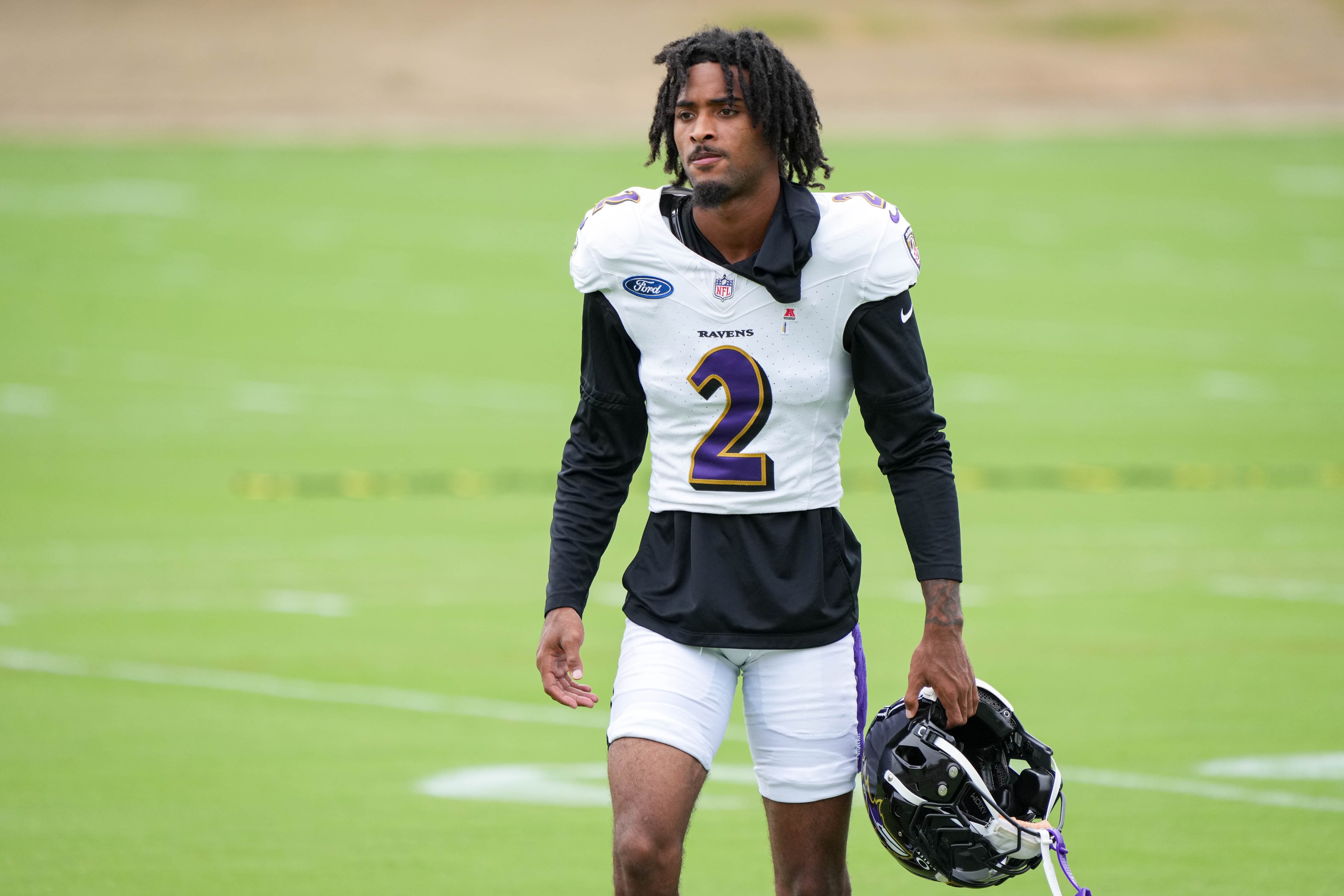 Ravens cornerback Nate Wiggins was limited in practice Friday after missing Thursday’s session because of a groin injury.