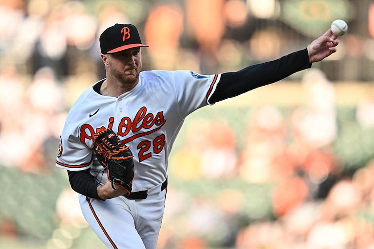 Orioles starting pitcher Trevor Rogers pitches in the first inning against the New York Yankees.