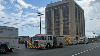 The Anne Arundel County Fire Department said crews are evaluating the structural integrity of a 10-story building in the 7300 block of Ritchie Highway after work was being performed in the parking garage on Thursday, July 9, 2026.