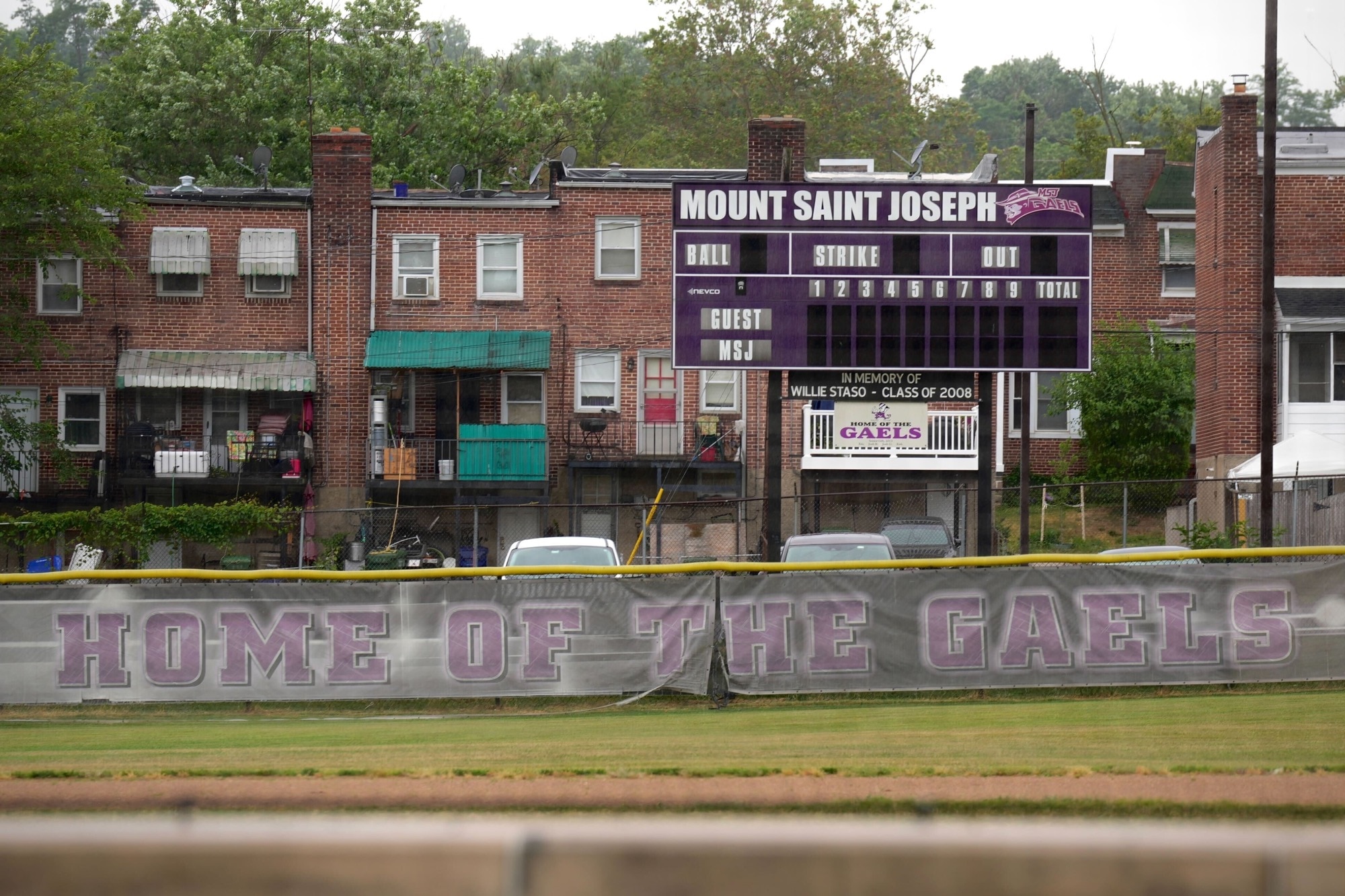 Mount Saint Joseph High School is pictured in a photo from June 21, 2023. The school’s former head wrestling coach, Neil Adleberg, is standing trial in Baltimore County Circuit Court on six counts, including sexual abuse of a minor. He testified in his own defense and denied all the allegations.