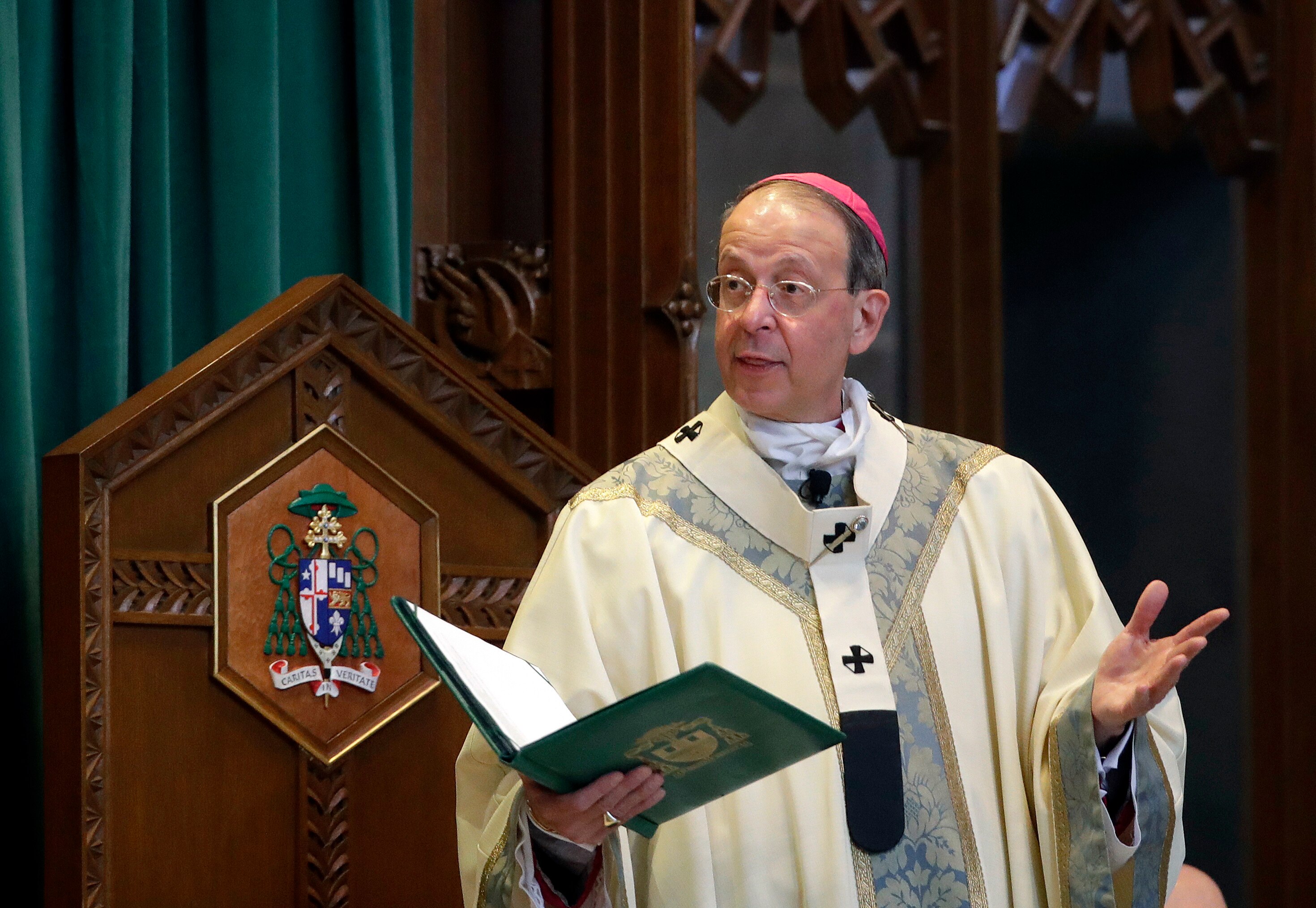 Baltimore Archbishop William Lori leads a funeral Mass in Baltimore on March 28, 2017. On Tuesday, Nov. 15, 2022, Lori was elected as the new vice president of the U.S. Conference of Catholic Bishops.