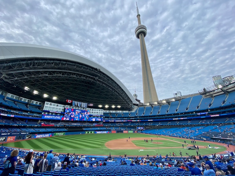 With the roof open, Rogres Center is a gorgeous stadium with a great view of the CN Tower.
