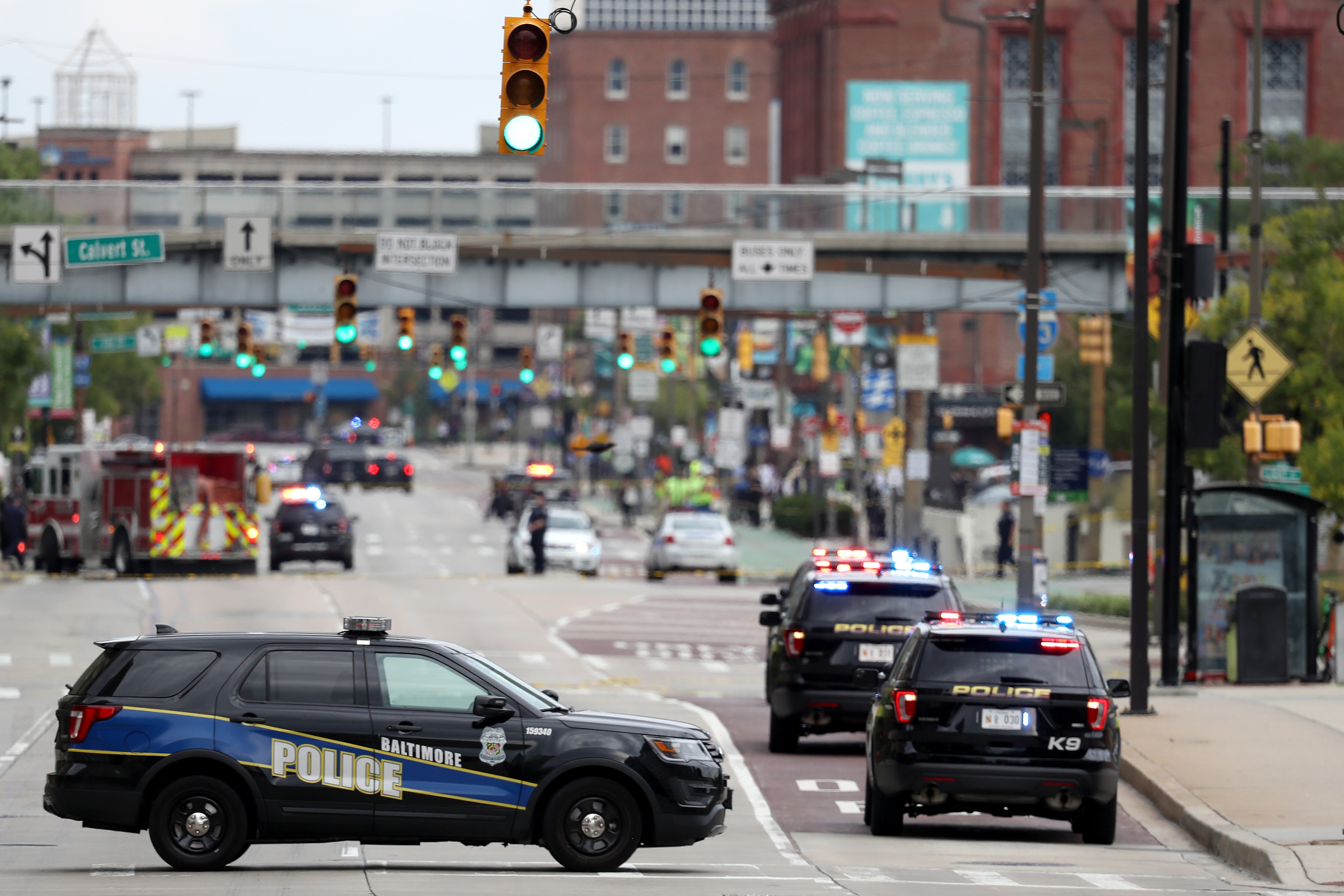 Baltimore Police closed off Pratt Street near the Transamerica building to investigate an incident on Sept. 9, 2019. Parts of Pratt Street will be closed the weekend of Aug. 25-27 for the Charm City Live festival.