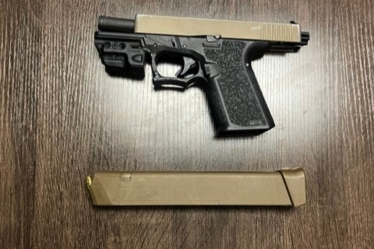 Police recovered this gun, a Polymer80 with an extended magazine, after a car chase involving a teenager and a stolen car in Lochraven last October.