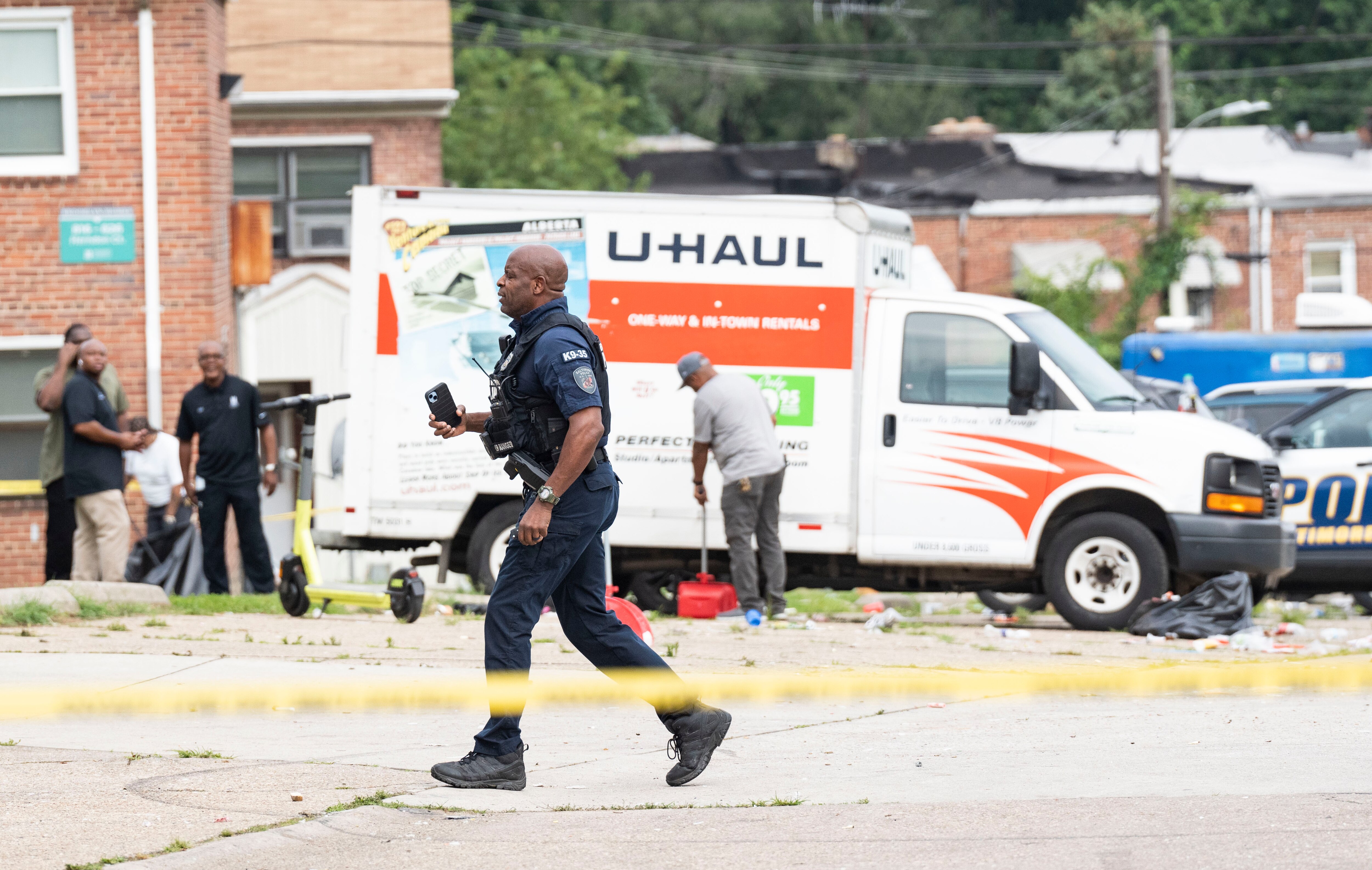 Police tape marks off Glade Court in Brooklyn following a shooting.