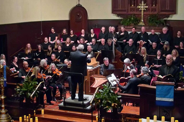 J. Ernest Green leads the Annapolis Chorale and Annapolis Chamber Orchestra in a performance of "Messiah" at St. Anne's Episcopal Church.