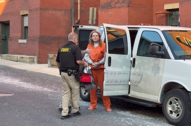 In this image from video, Jack LaSota, also known as Ziz, who is at the center of a cultlike group known as Zizians and linked to several deaths across the U.S., is escorted into court for a pretrial hearing on trespassing, gun and drug charges in Cumberland, Md., Friday, Jan. 16, 2026. (AP Photo/Mark Scolforo)