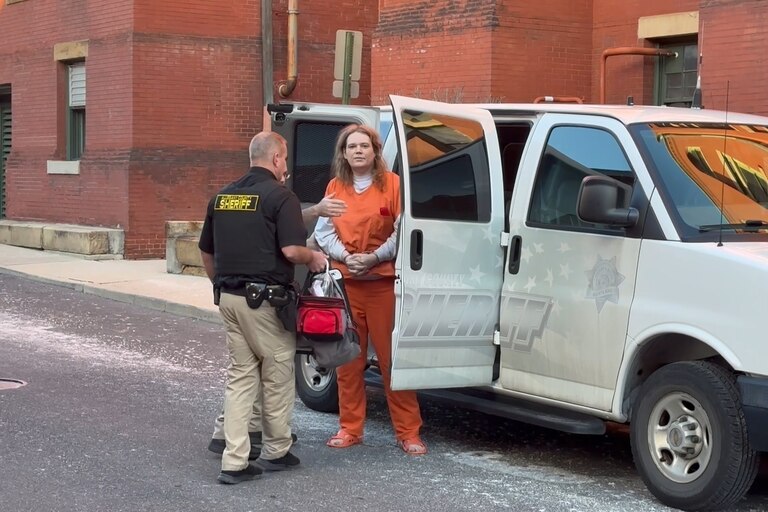 In this image from video, Jack LaSota, also known as Ziz, who is at the center of a cultlike group known as Zizians and linked to several deaths across the U.S., is escorted into court for a pretrial hearing on trespassing, gun and drug charges in Cumberland, Md., Friday, Jan. 16, 2026. (AP Photo/Mark Scolforo)