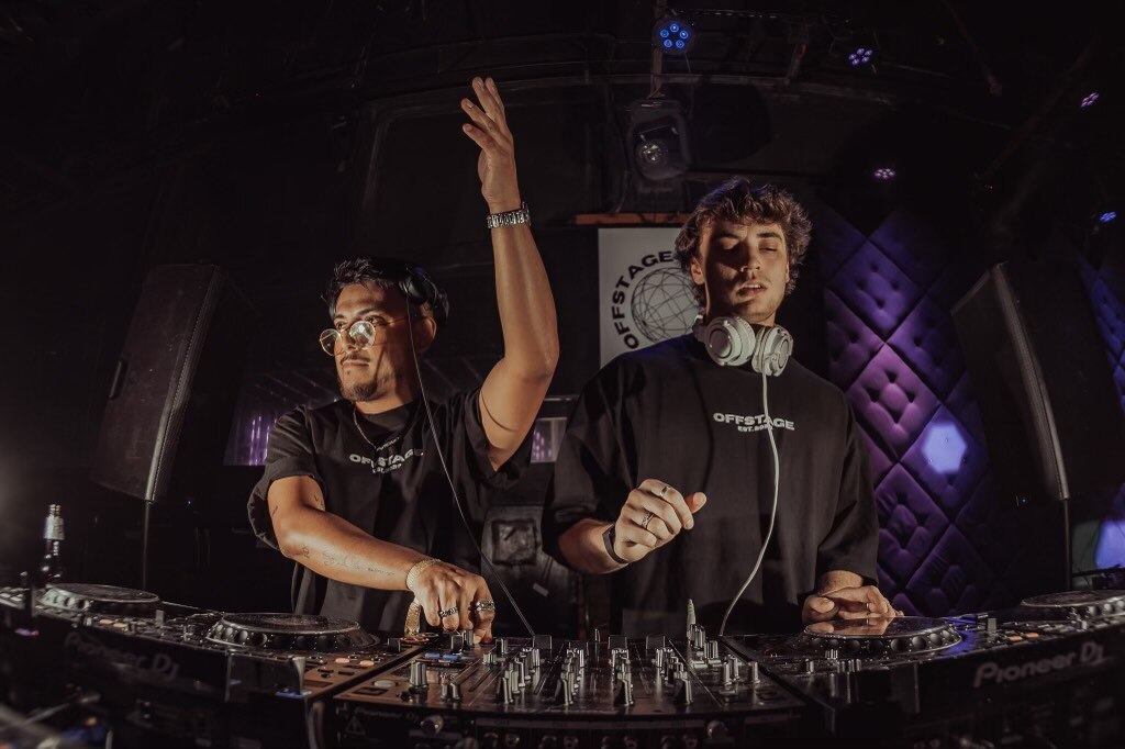 Local DJ's Francisco Vidales and Matt Warner performing for a crowd