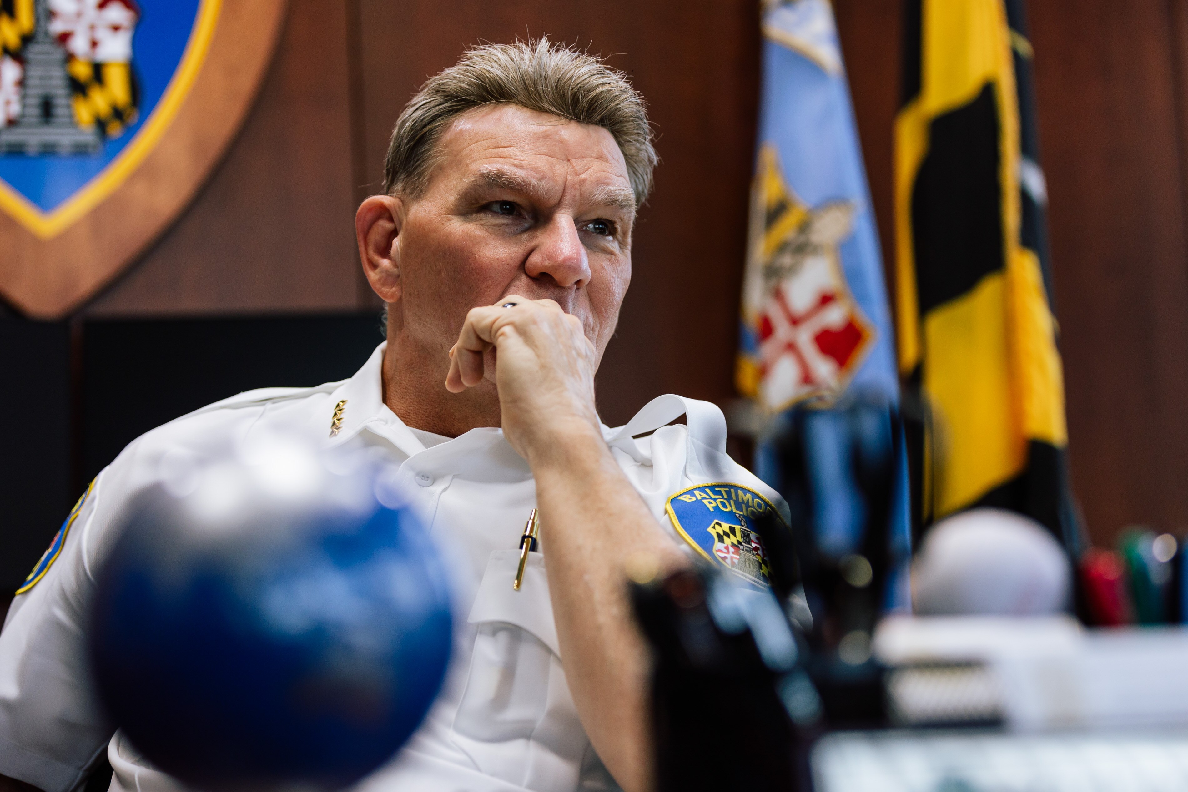 Darryl Nichols stole a package containing a stainless steel bowl worth $20 in 2025 from the home of Baltimore Police Commissioner Richard Worley, who is shown here.