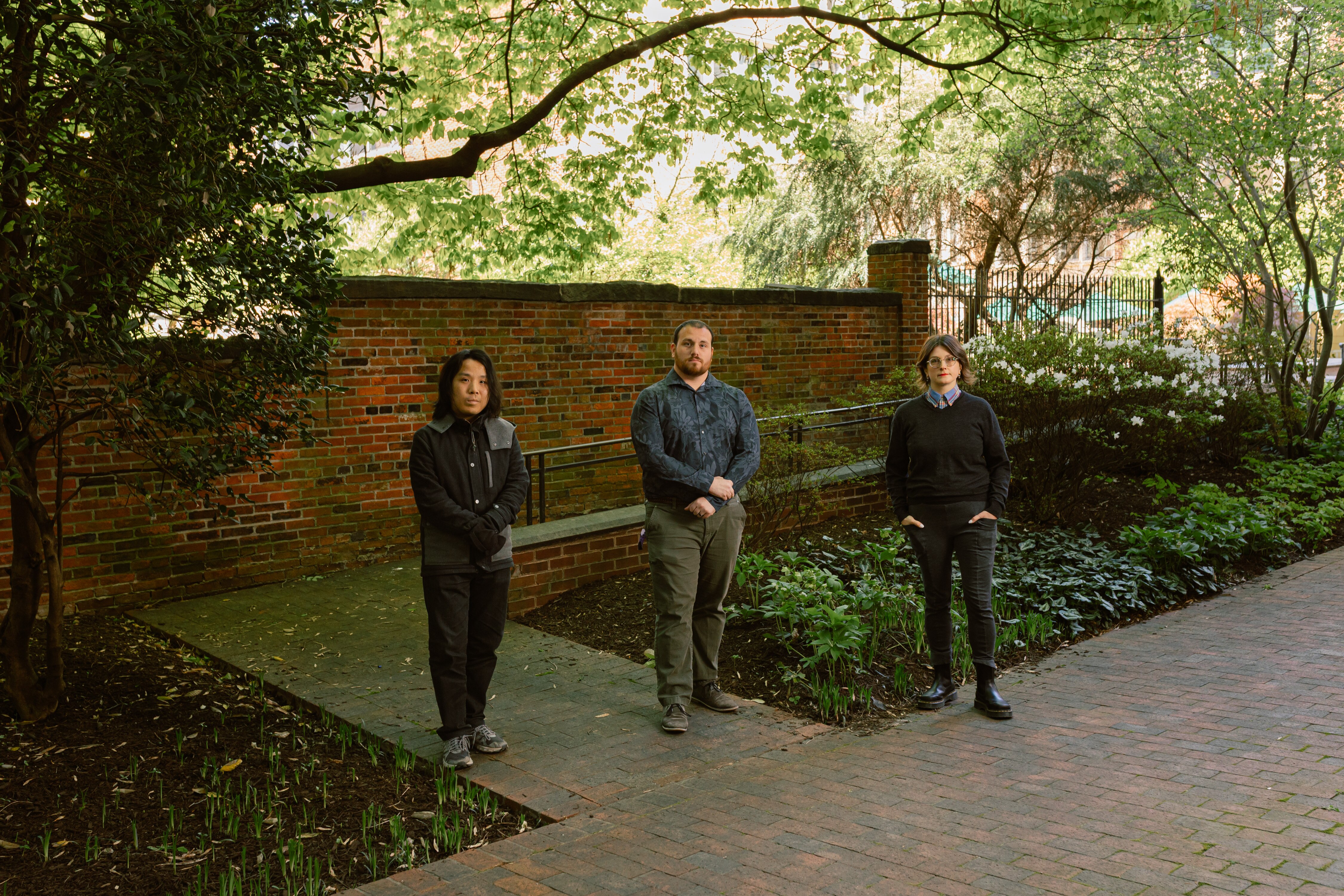 From left, University of Maryland immigration law students Fanglin Ding and David de Alva, joined by professor Cori Alonso-Yoder.
