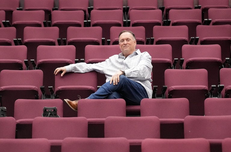 Vincent M. Lancisi, founder and artistic director of Everyman Theatre, sits for a portrait inside the theatre he started in Baltimore, Md. on Monday, April 20, 2026. Lancisi is retiring this summer at the conclusion of the current season.