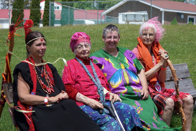 Ruth Meeron (2nd from left) with friends at a Goddess Festival ritual celebrating becoming crones. Early 2000s.