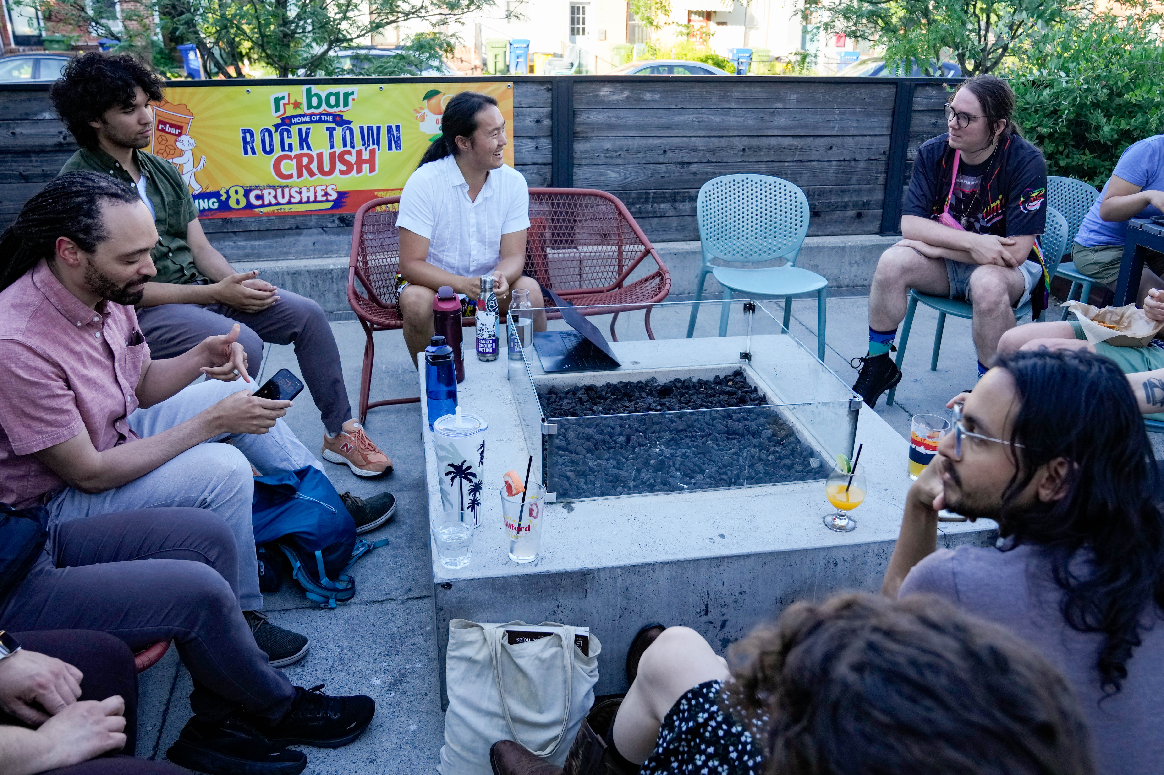 Baltimore Community Guaranteed Income Club members meet at R. House in Remington in June.