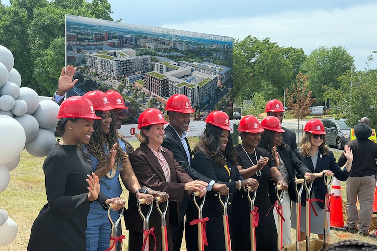 Prince George’s County, state, business and transportation officials unveiled the Promenade at Lottsford, a residential and retail development in downtown Largo that will break ground next spring.