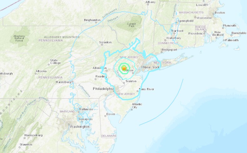 A map of the earthquake felt Friday morning.