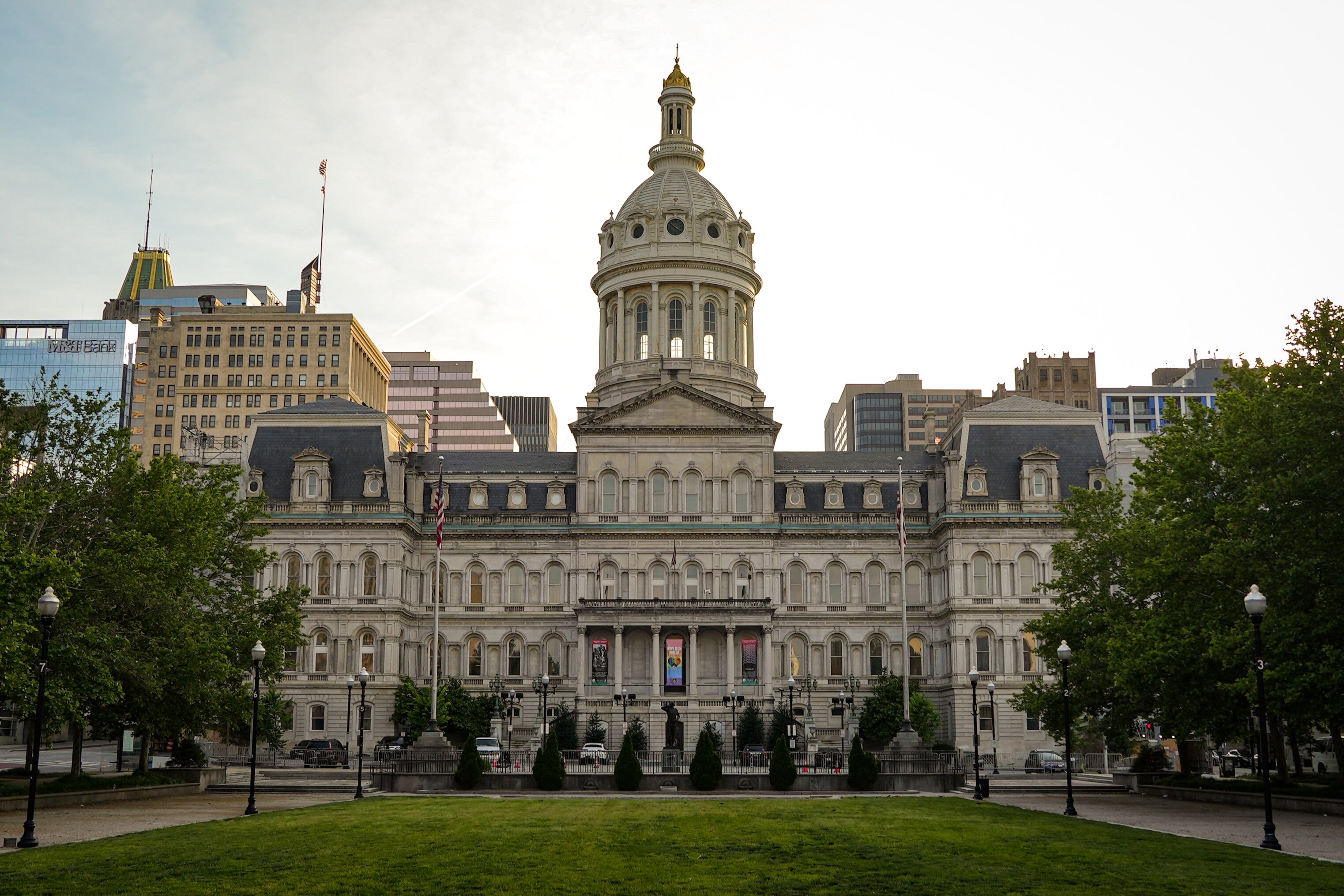 The exterior of Baltimore City Hall.