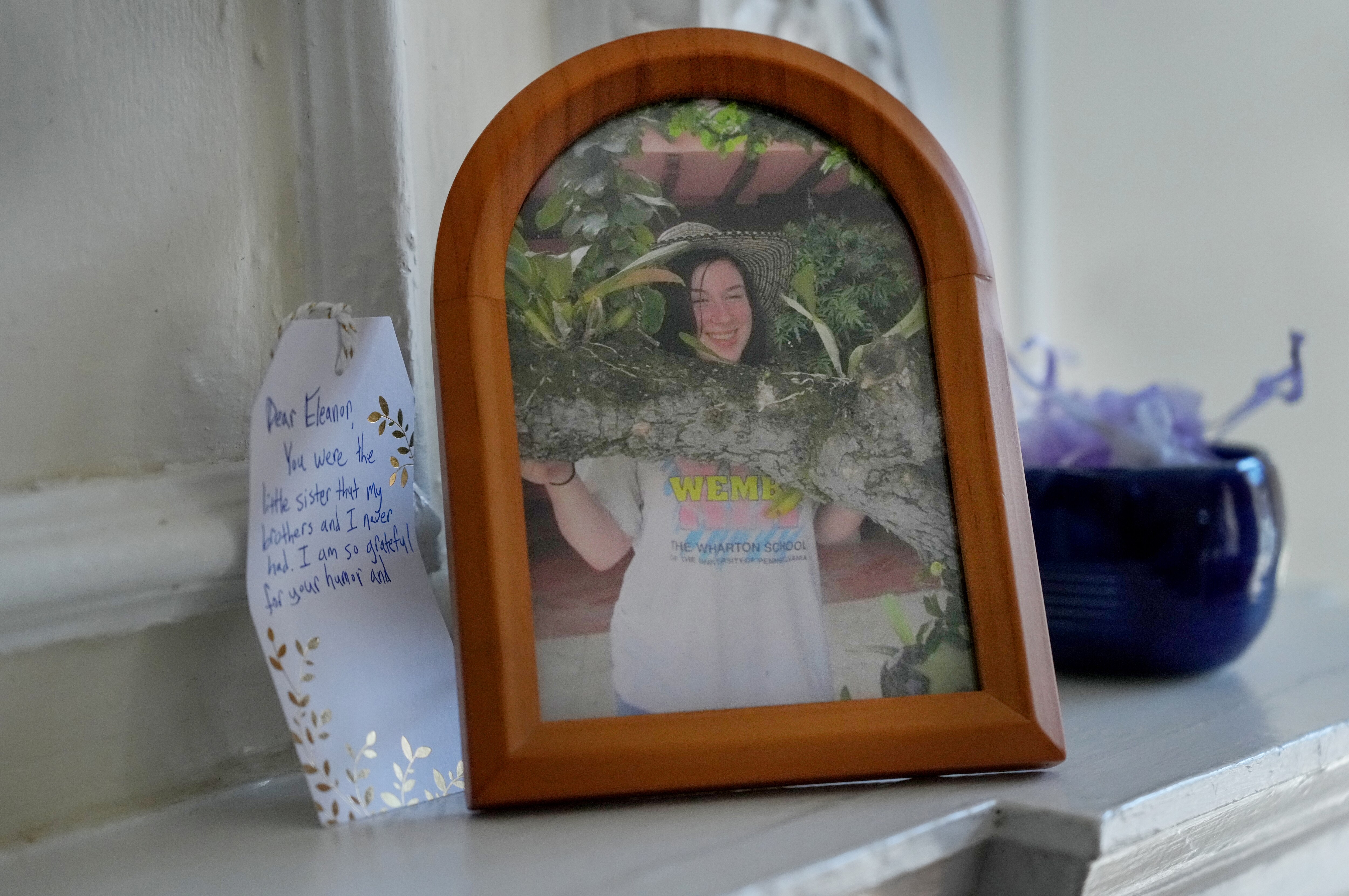 A photograph of Eleanor Neal, who died last year at the age of 26, on display as family and friends gather to honor her life in March.