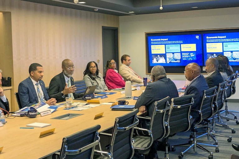 Baltimore Development Corp. President and CEO Otis Rolley III speaks at an Oct. 29 board meeting in downtown Baltimore.