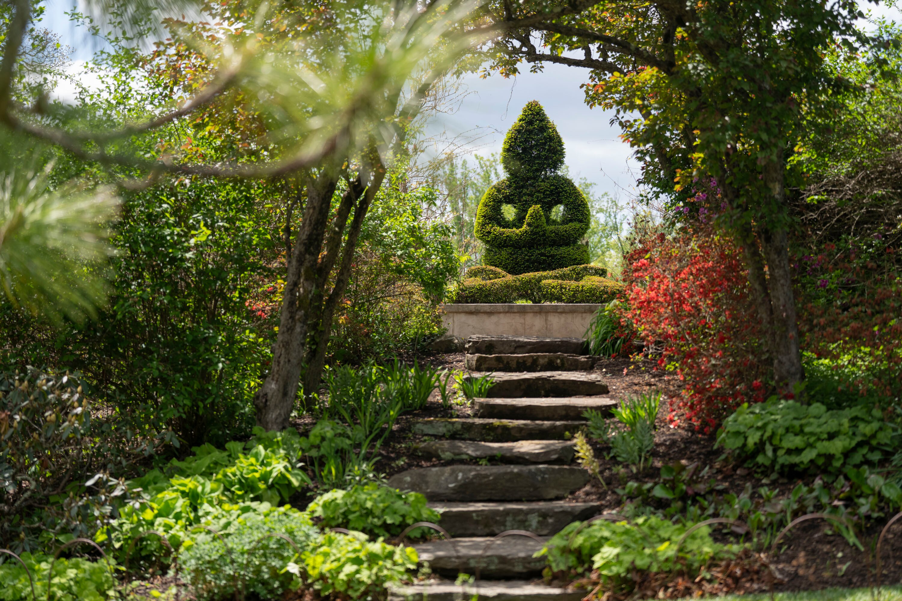 April 30, 2026 - Views of Ladew Topiary Gardens. The gardens are an instrumental part in a therapy program based in nature led by Dr. Heidi Schreiber-Pan, Executive Director of the Center for Nature Informed Therapy. The walk focuses on mindfulness and connecting useful lessons from nature to use in every day life.