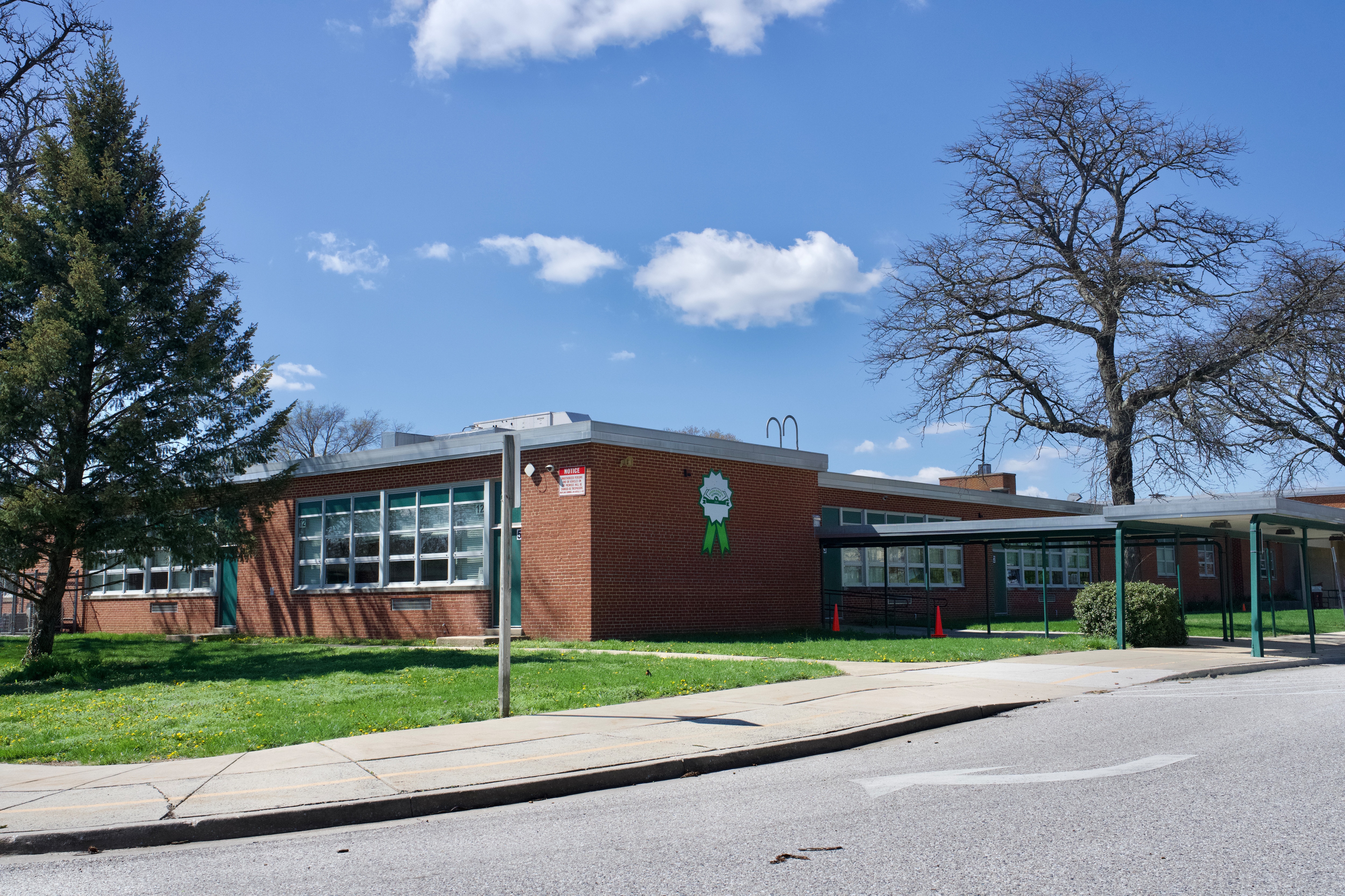 The exterior of Lutherville Laboratory, an elementary school in Baltimore County, on April 8, 2025.