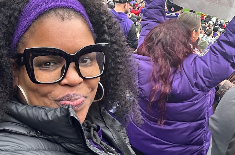 Baltimore Ravens season ticket holder Meredith Davis attends a game.
