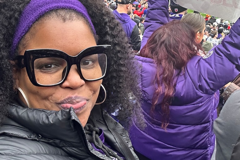 Baltimore Ravens season ticket holder Meredith Davis attends a game.