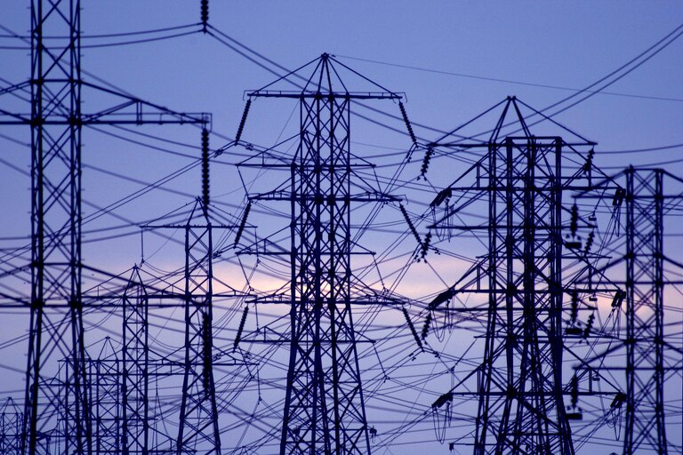 A view of the power lines as evening settles December 11, 2000 in Pico Rivera, CA. California residents statewide are urged to delay turning on their holiday lights until 7 P.M. each evening to prevent electrical blackouts. Several stage two emergencies, when electrical reserves in the region drop to 5 percent or less, have been declared in recent days.