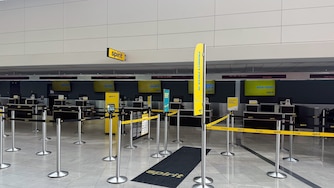 SATURDAY, MAY 2, 2026 - Screens at the Spirit check-in area at Baltimore/Washington International Thurgood Marshall Airport have been shut off.