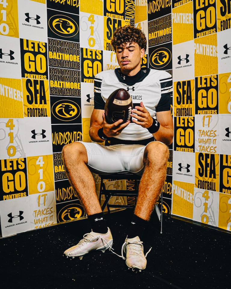 Justin Merriman, the son of Terps and NFL star Shawne Merriman, will make his first start for the nationally ranked Saint Frances football team this weekend. Justin is already considered one of Maryland's top 2029 recruits and has been getting college attention from several schools including the University of Maryland.