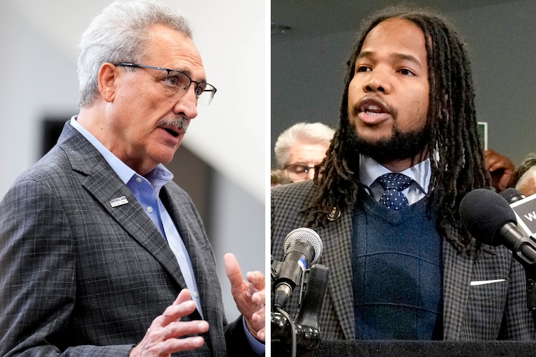 Union president Fiorigi "Gino" Renne, left, and Del. Gabriel Acevero got into an altercation on Thursday, June 18.