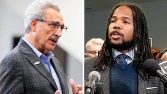 Union president Fiorigi "Gino" Renne, left, and Del. Gabriel Acevero got into an altercation on Thursday, June 18.