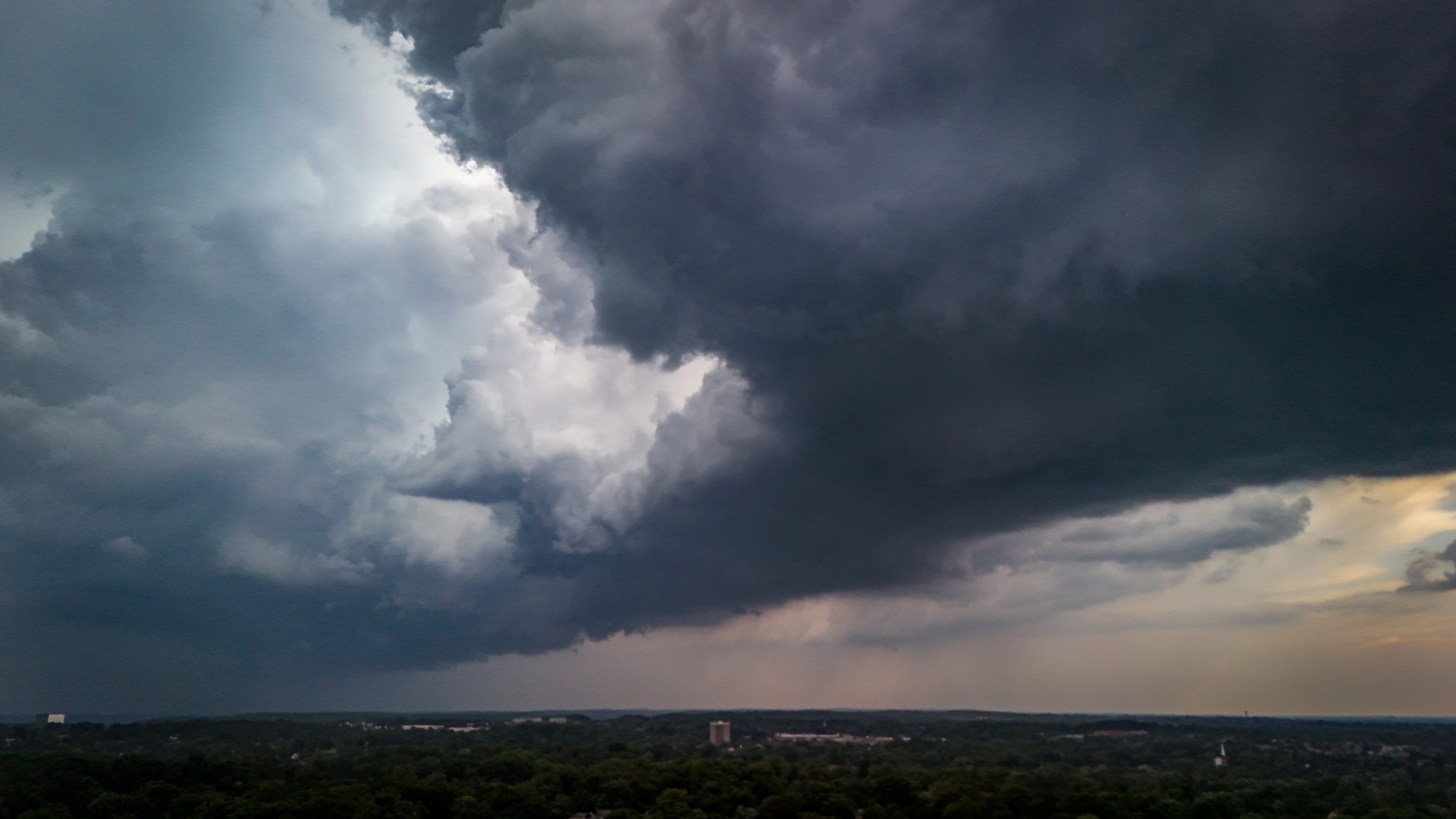 A severe thunderstorm moves through Towson, July 8, 2025.