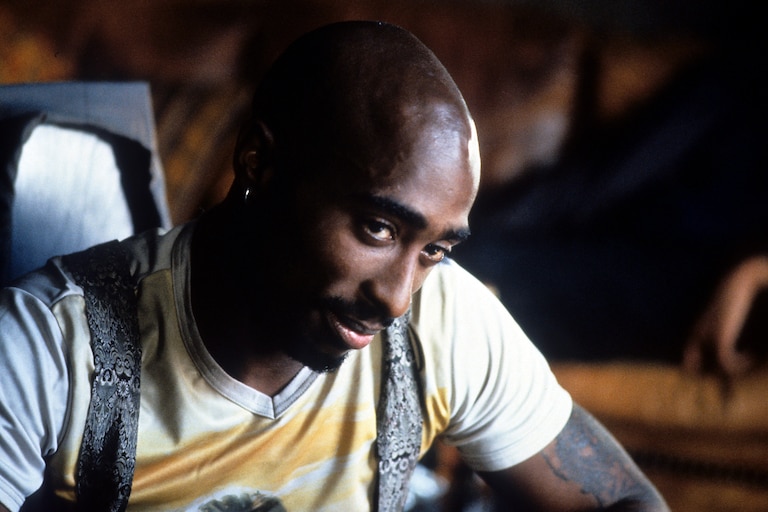 Tupac Shakur in a scene from the film 'Gridlock'd', 1997.