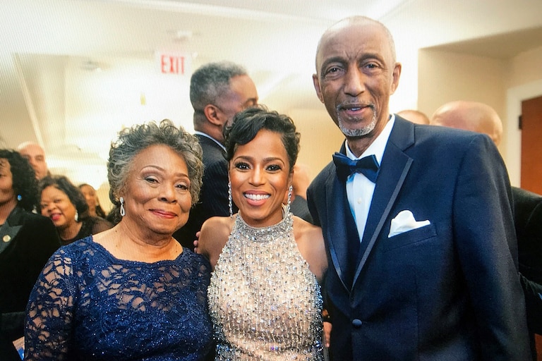 Patricia Alsobrooks with her daughter Angela and husband James "Mack" Alsobrooks at Angela's inaugural gala in December 2018.