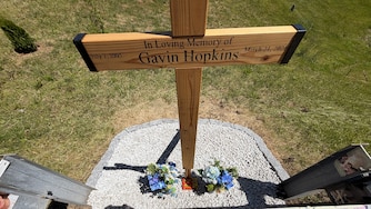 Brad Hopkins put up a cross where his son, Gavin Hopkins, 20, died in a motorcycle crash. The Maryland State Highway Administration has since removed it.