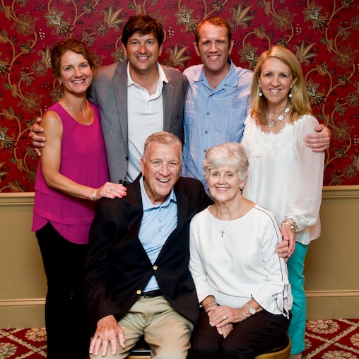 Jim Morgan with his wife, Bernice, and their children, from left, Kim, Joe, Tom and Cathy.