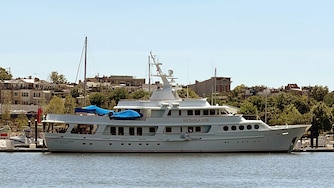 FRIDAY, MAY 29, 2026 - Billionaire Harlan Crow's superyacht, Michaela Rose, docks in the Inner Harbor Marina in Baltimore on Thursday. It is best known for taking Justice Clarence Thomas on well-publicized cruises.