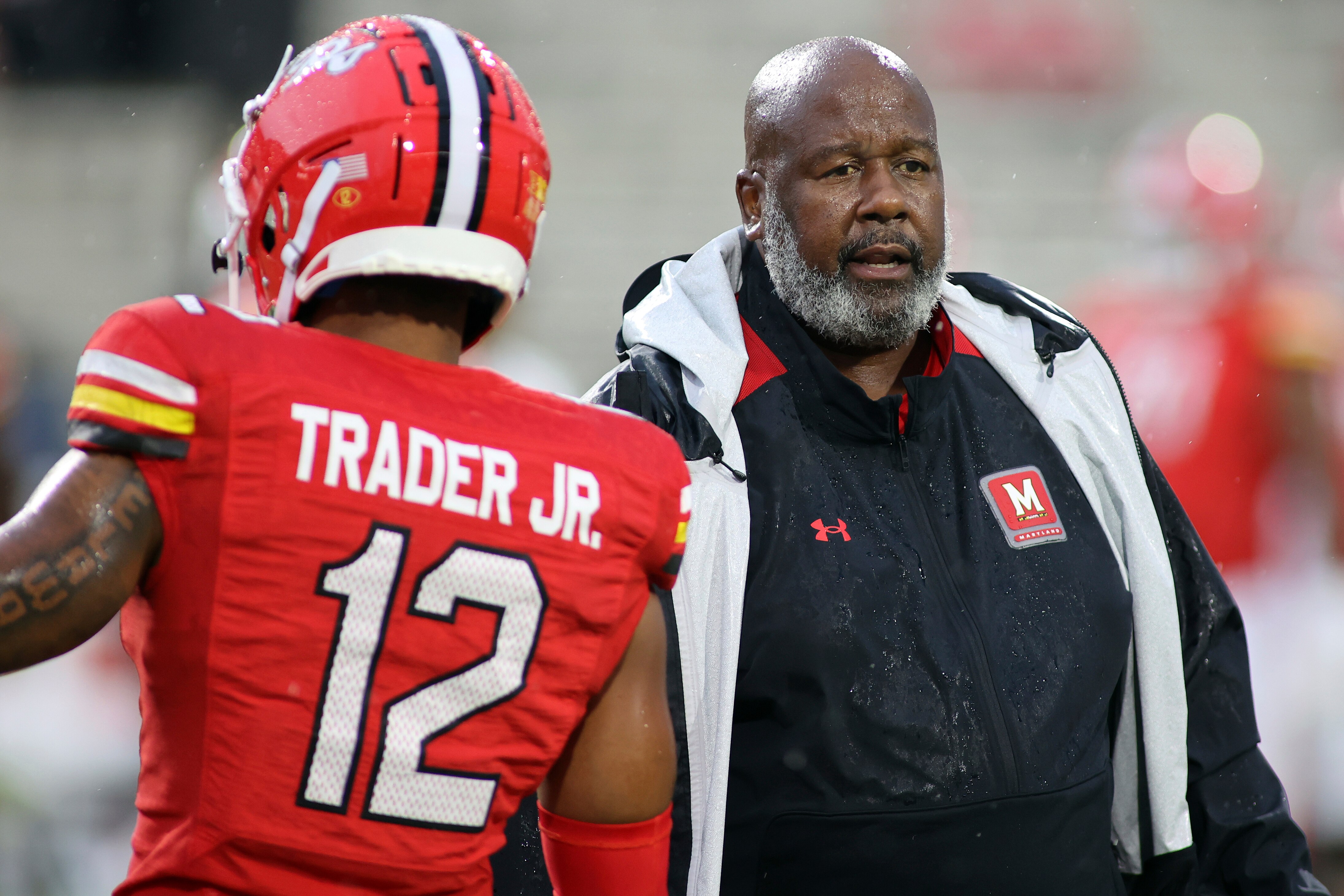 Maryland Terrapins head coach Mike Locksley pictured before an NCAA football game against the Charlotte 49ers on Saturday, Sept. 9, 2023, in College Park, Maryland.
