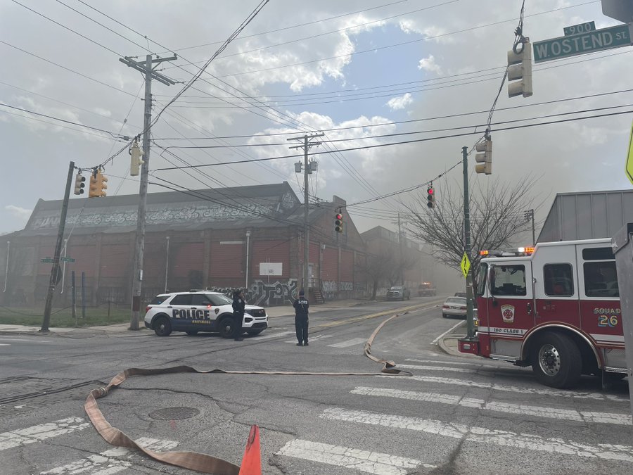 Firefighters responded to a two-alarm fire at a warehouse in downtown Wednesday afternoon, according to the Baltimore City Fire Department.