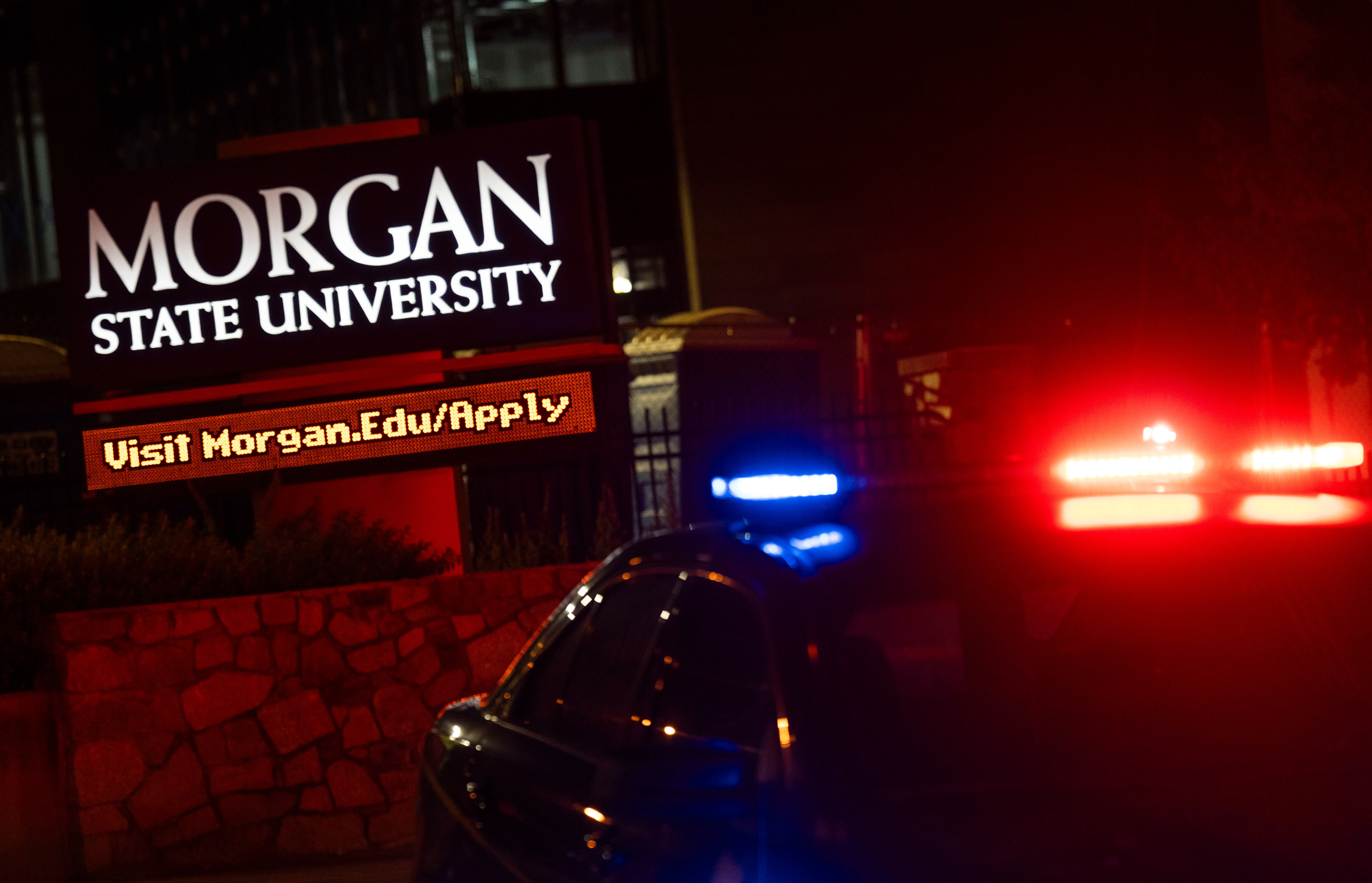 Baltimore Police respond to the scene of a shooting at Morgan State University on Oct. 3.