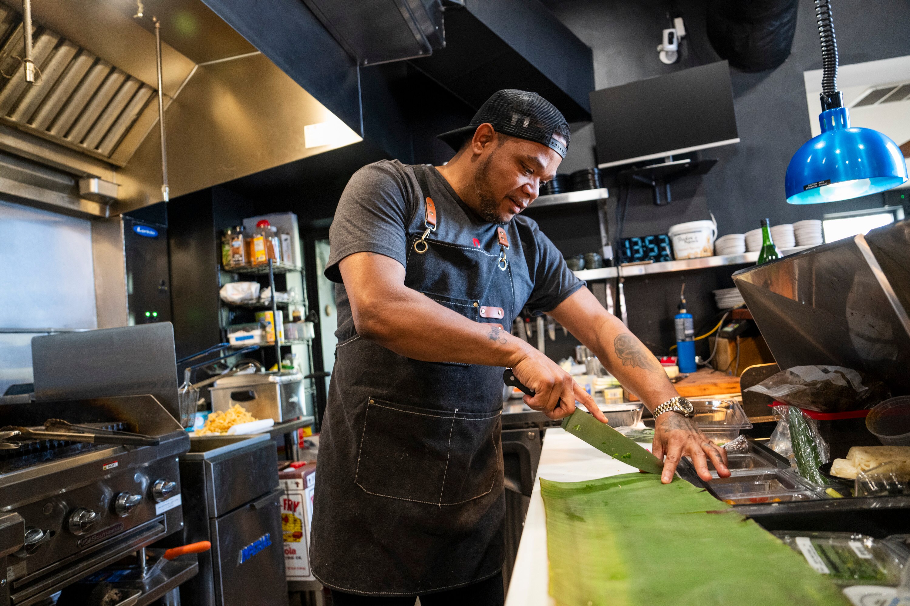 Chef Sammy Davis Jr. at the African-Asian fusion restaurant, Yebo, on March 20, 2023 in Baltimore, Md.