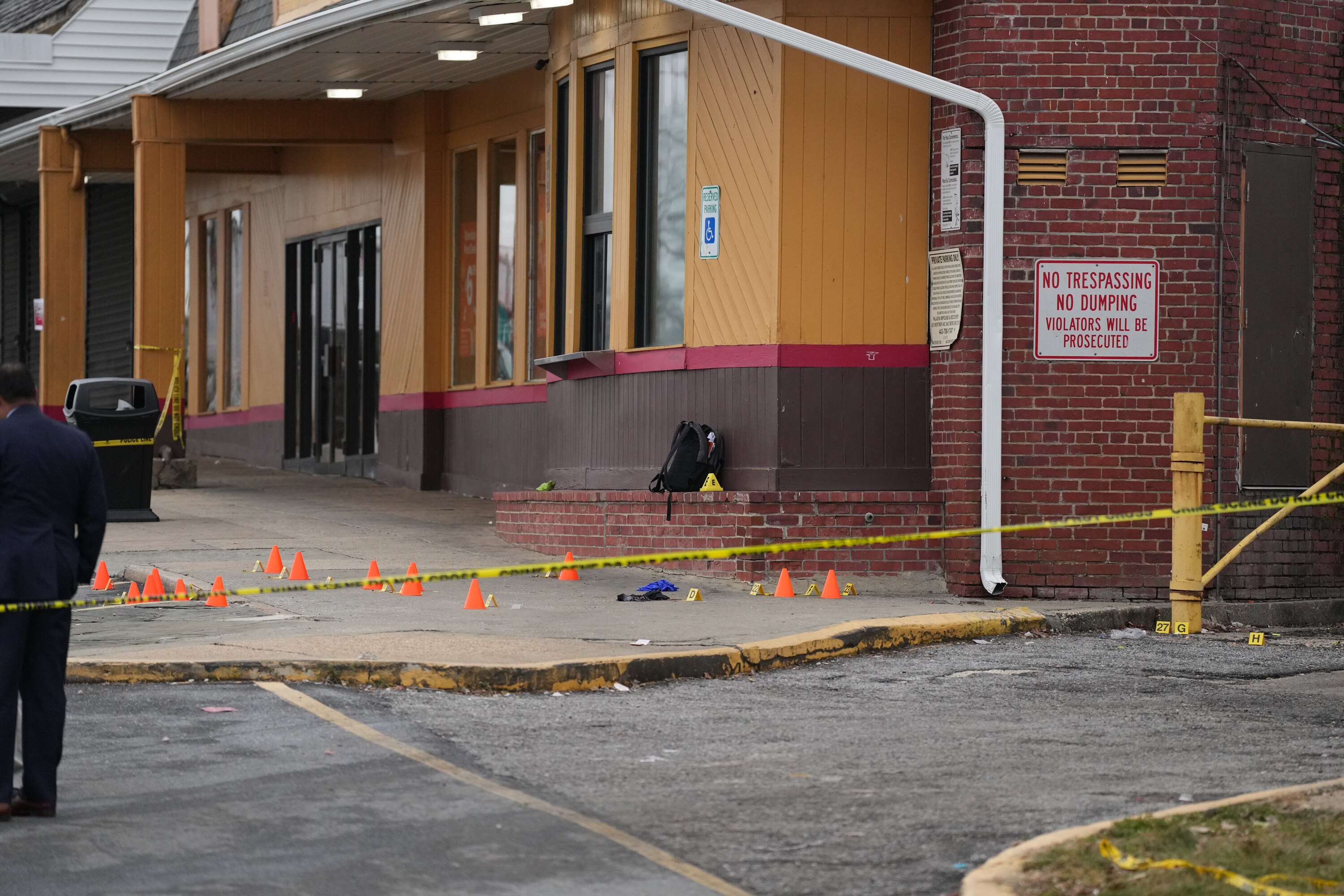 One person has died and four others were injured in a mass shooting at the Edmondson Village shopping center Wednesday morning.
