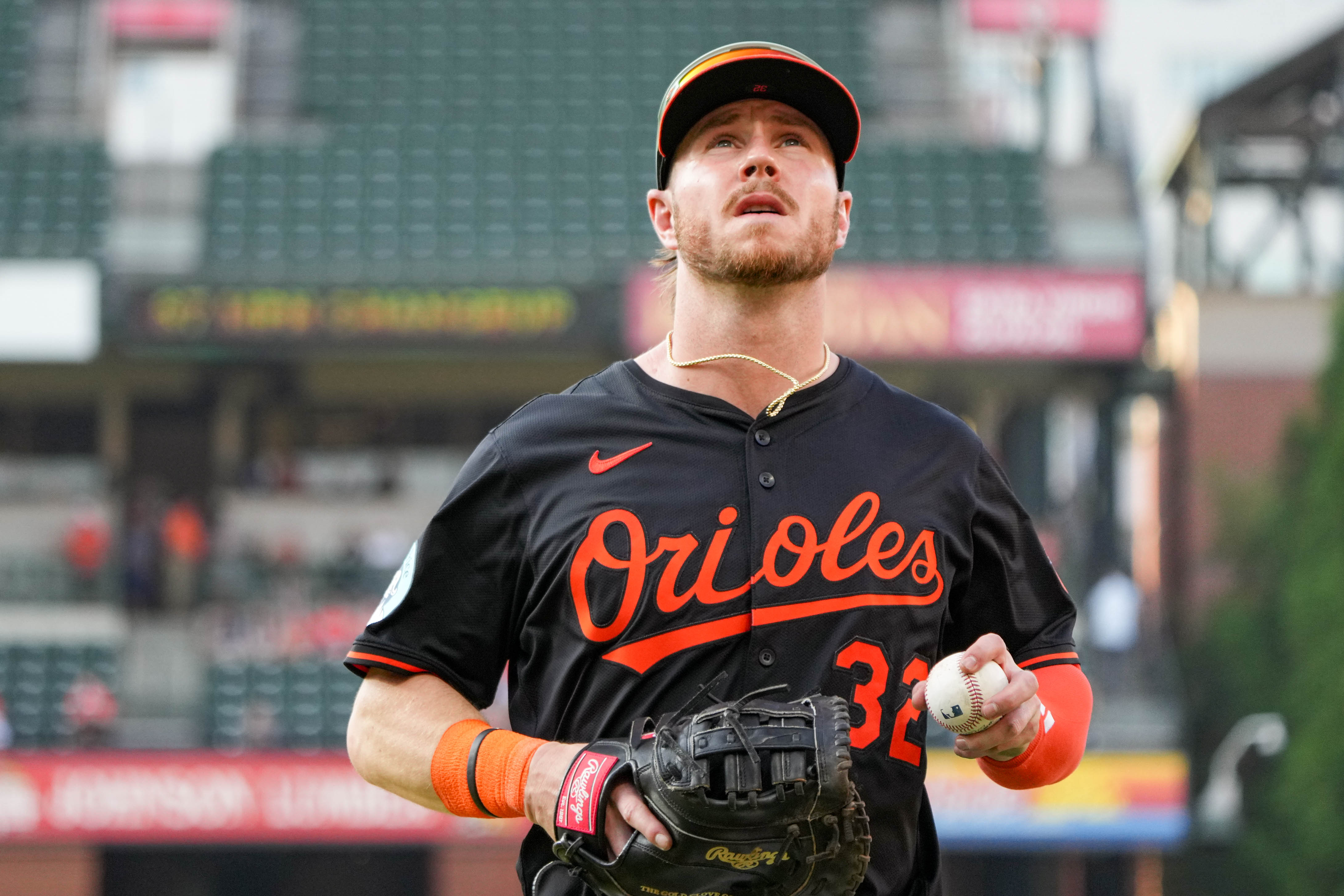 Ryan O'Hearn jogs to the dugout ahead of a game against the Detroit Tigers on June 11.