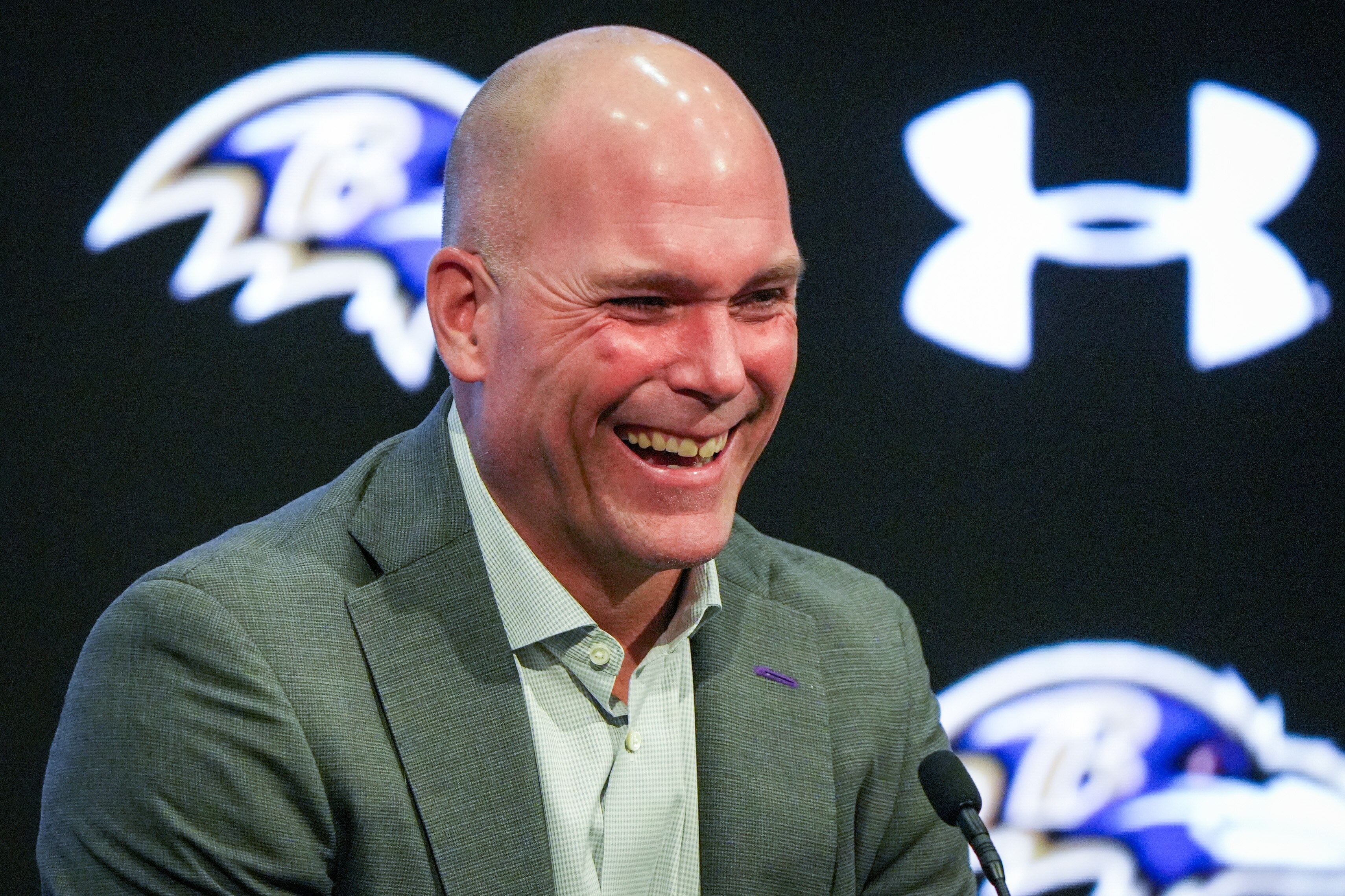 Ravens general manager Eric DeCosta has eight picks in next month’s draft.