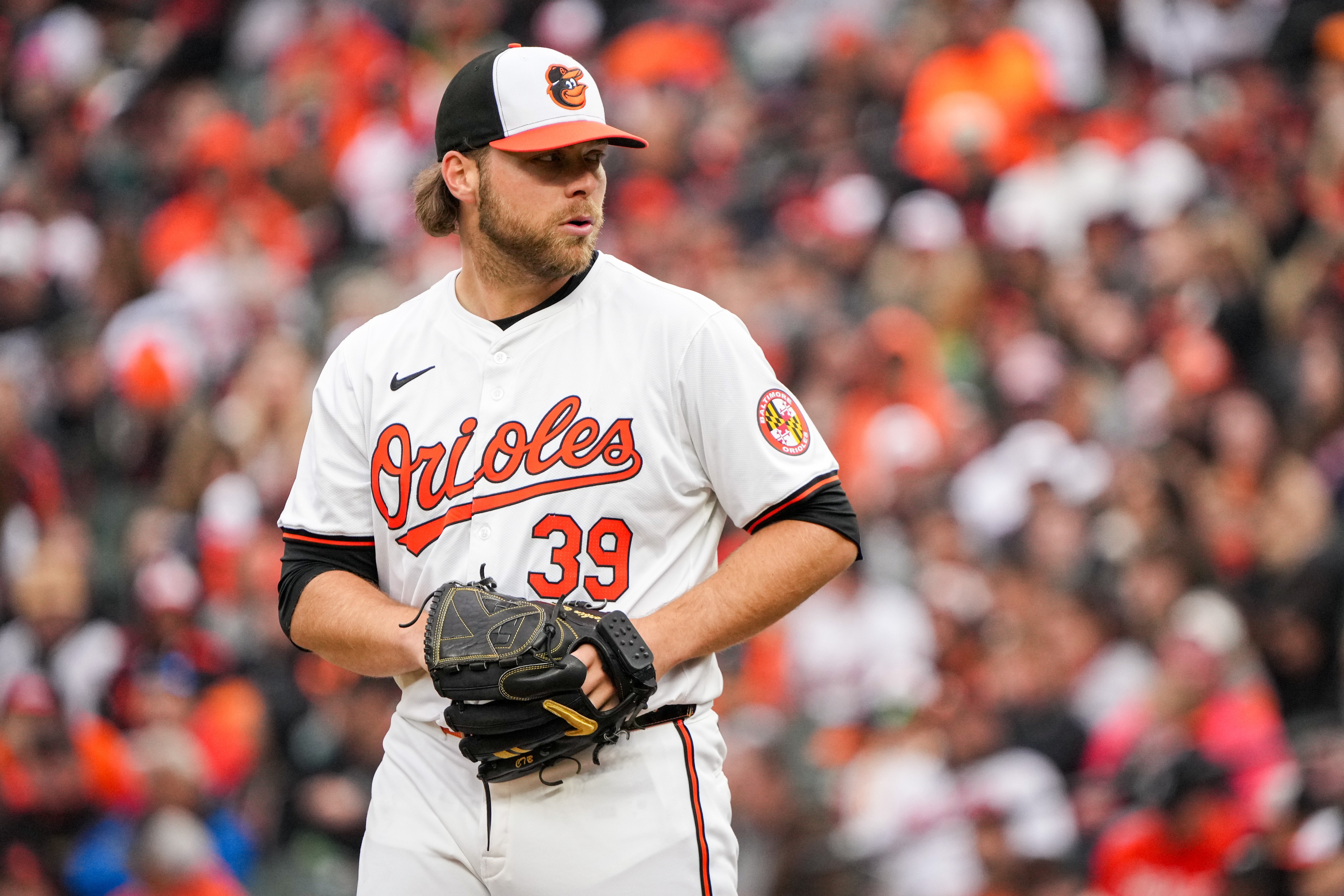 Orioles starter Corbin Burnes begins every pitch from the stretch position, which others use only when there are runners on base.