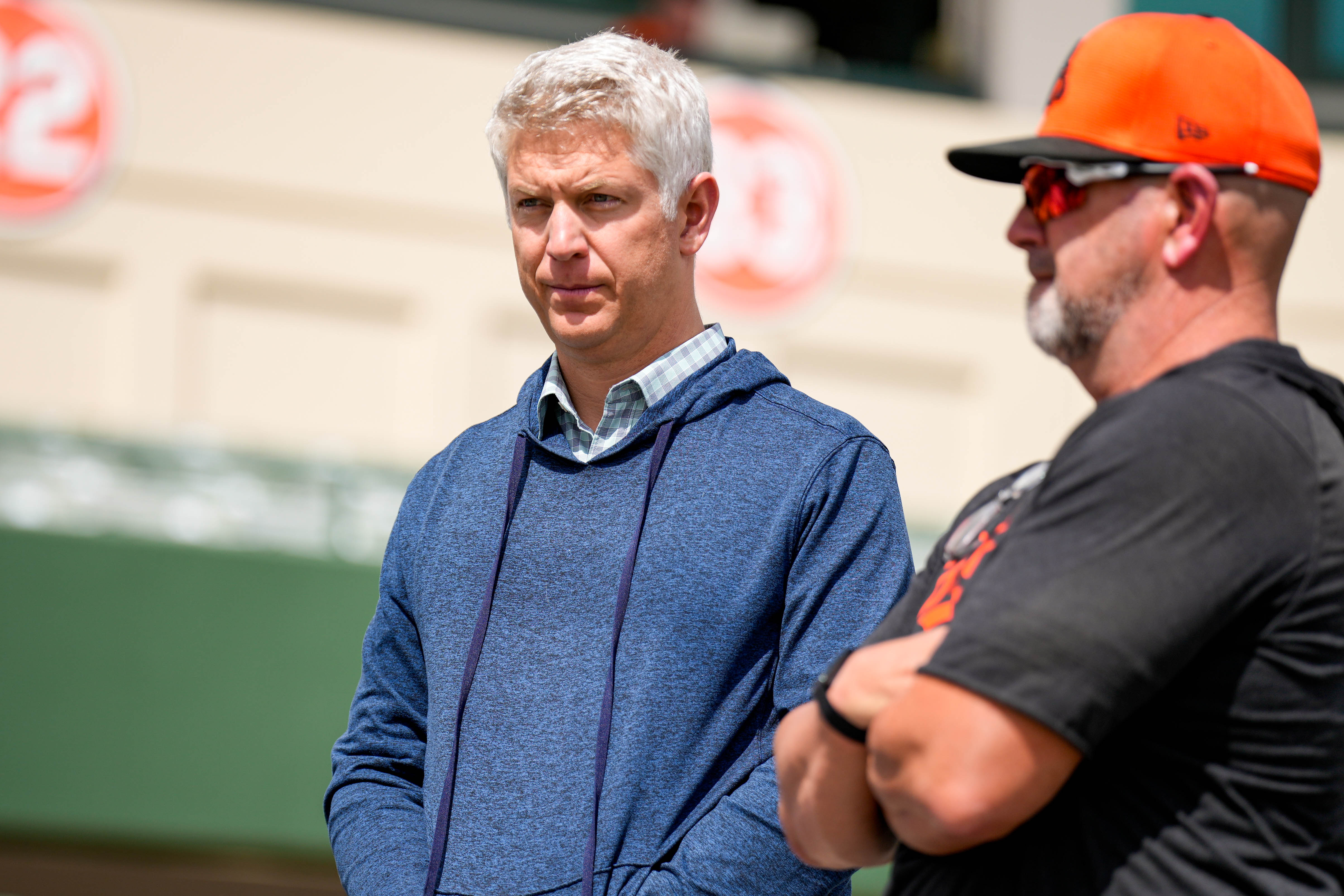 Brandon Hyde, right, took the fall. But Mike Elias is just as responsible for the Orioles’ poor play.