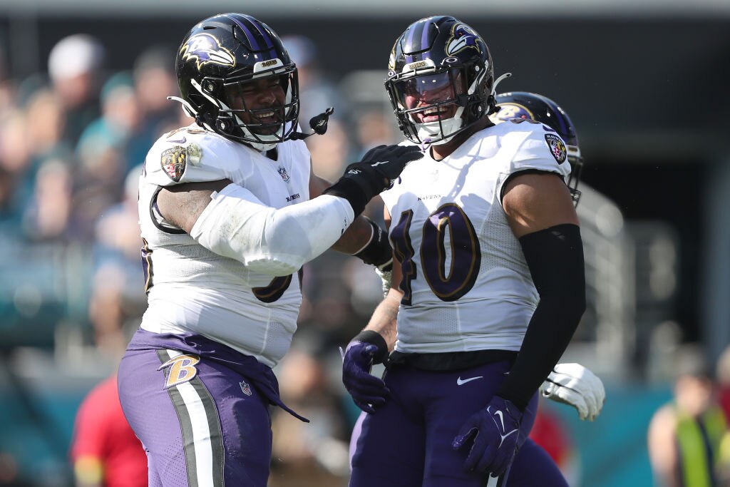 Broderick Washington Jr., left, was a fifth-round pick in 2020. Malik Harrison was a third-rounder.