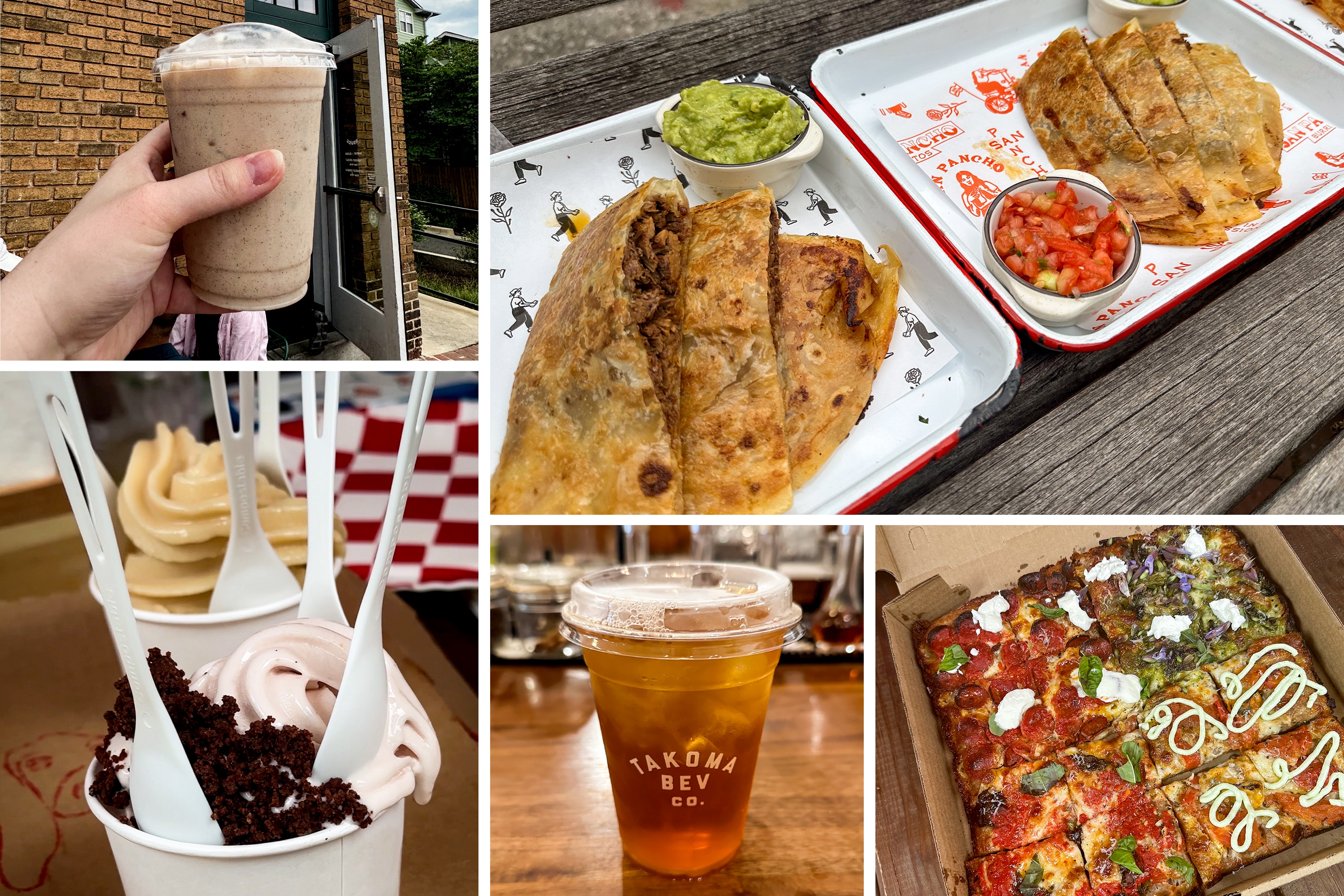 Tasty treats from Lost Sock Roasters, Red Hound Pizza, Takoma Beverage Co., and San Pancho.