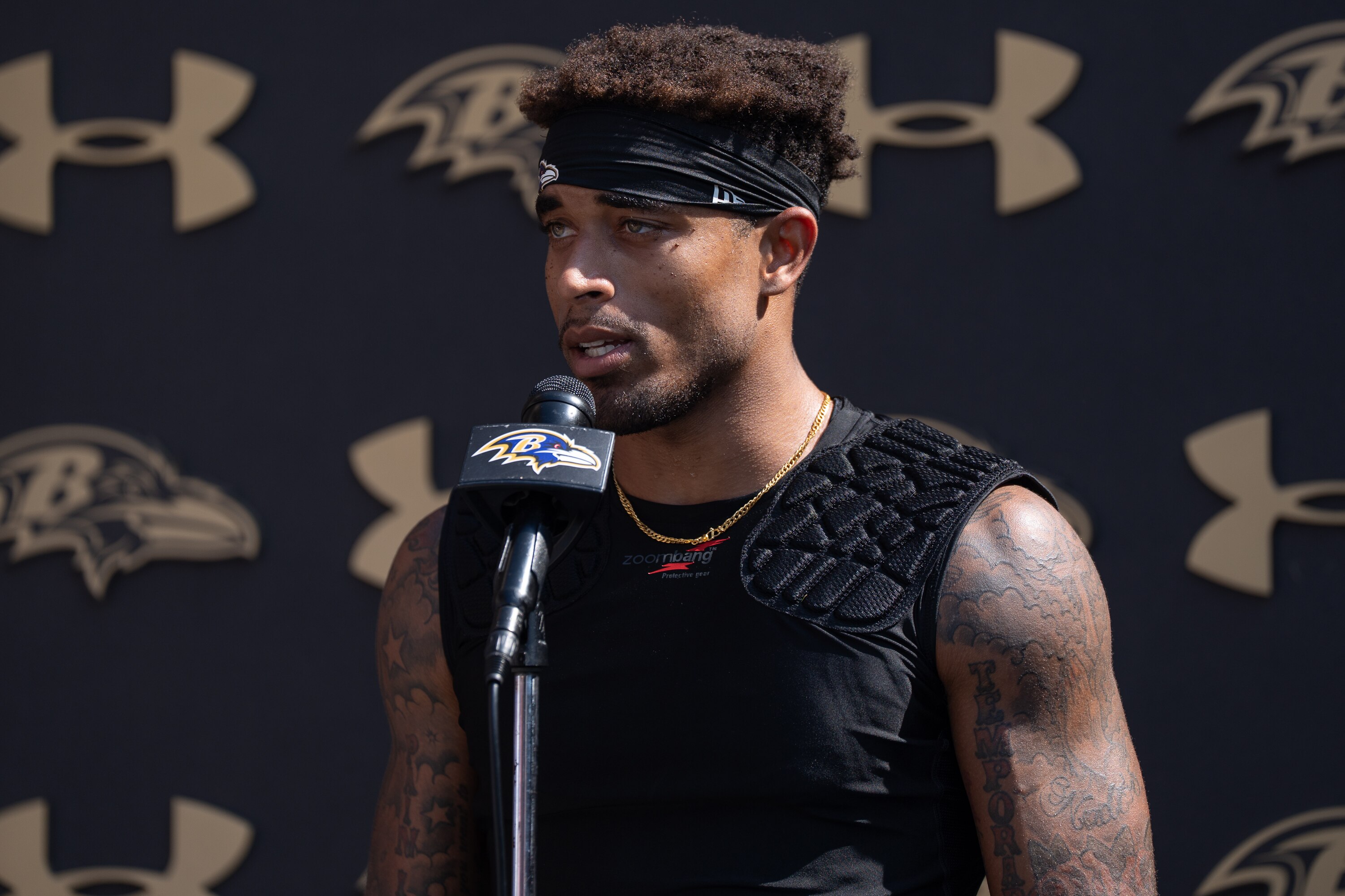 Cornerback Jaire Alexander had “a little swelling” in one of his knees, Ravens coach John Harbaugh said.